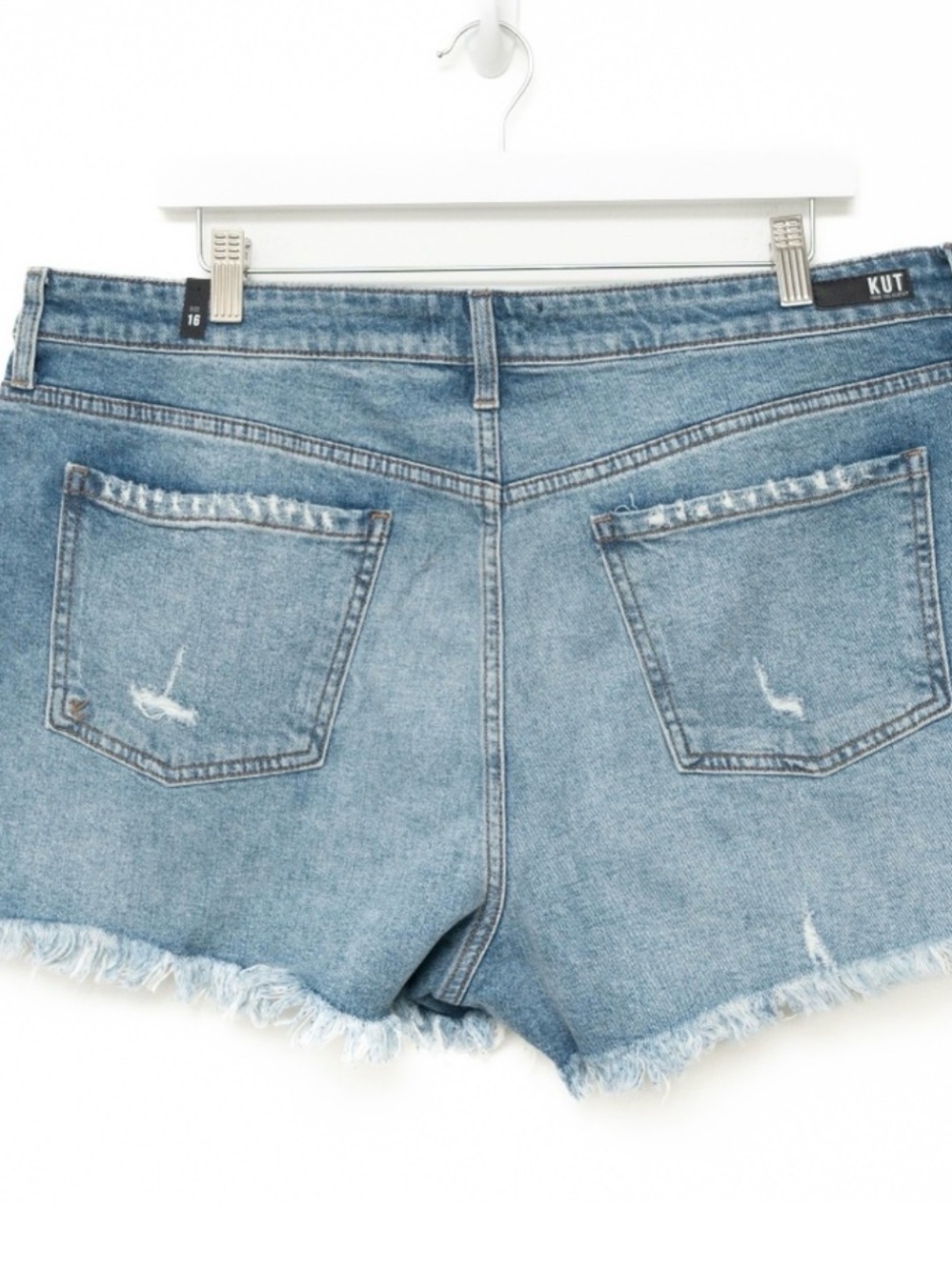 Kut from the Kloth Light Wash Distressed Denim Cutoff Shorts - Picture 3 of 5